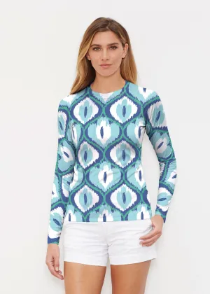 Ikat Buds Blue (8075) ~ Long Sleeve Rash Guard