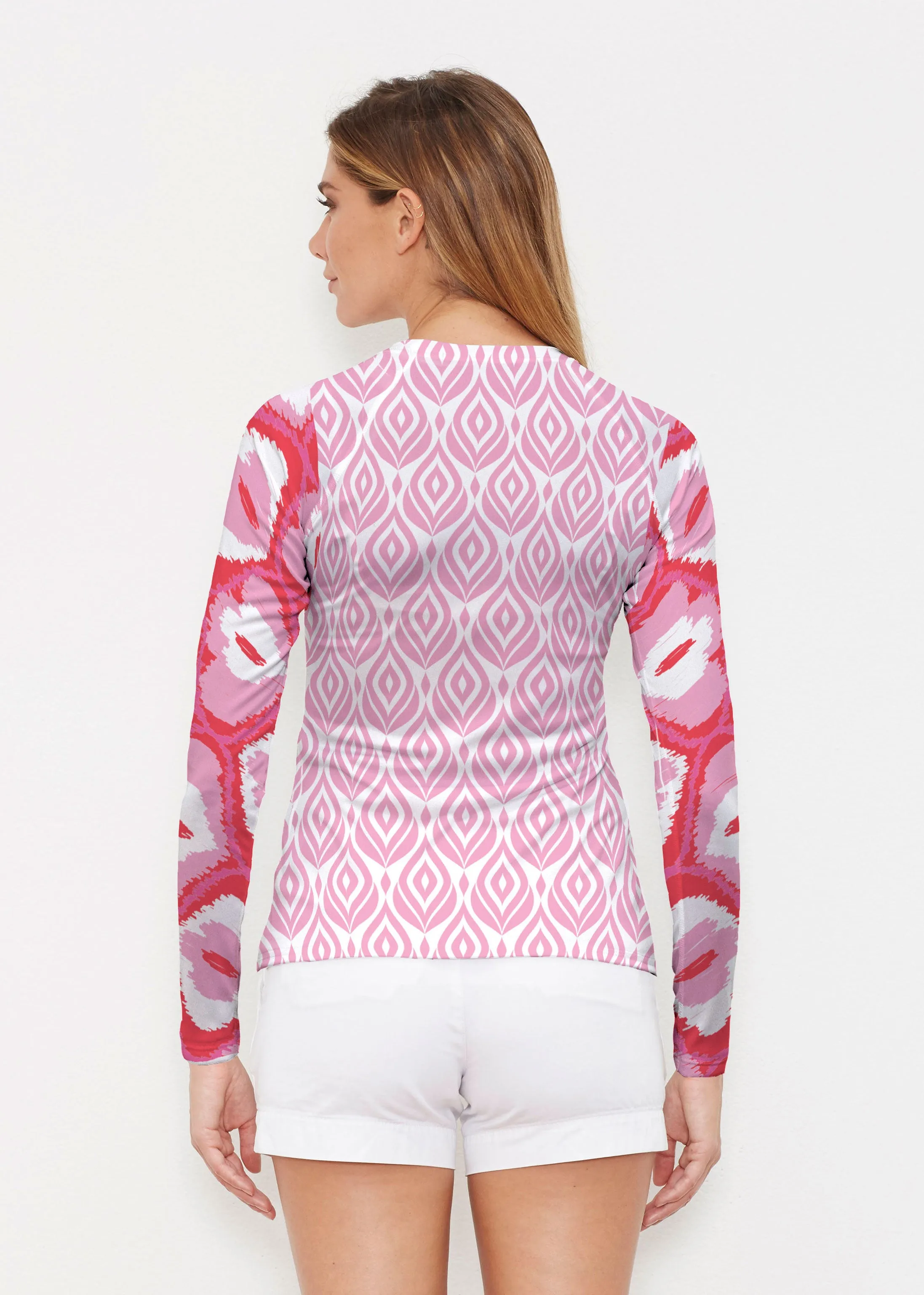 Ikat Buds Red/Pink (8096) ~ Long Sleeve Rash Guard