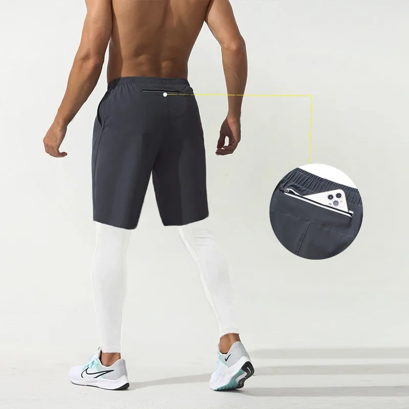 I’M BROKEN and Smiling Face Skull Graphic Print Copper Compression Two In One Piece Running Tights Trousers Shorts