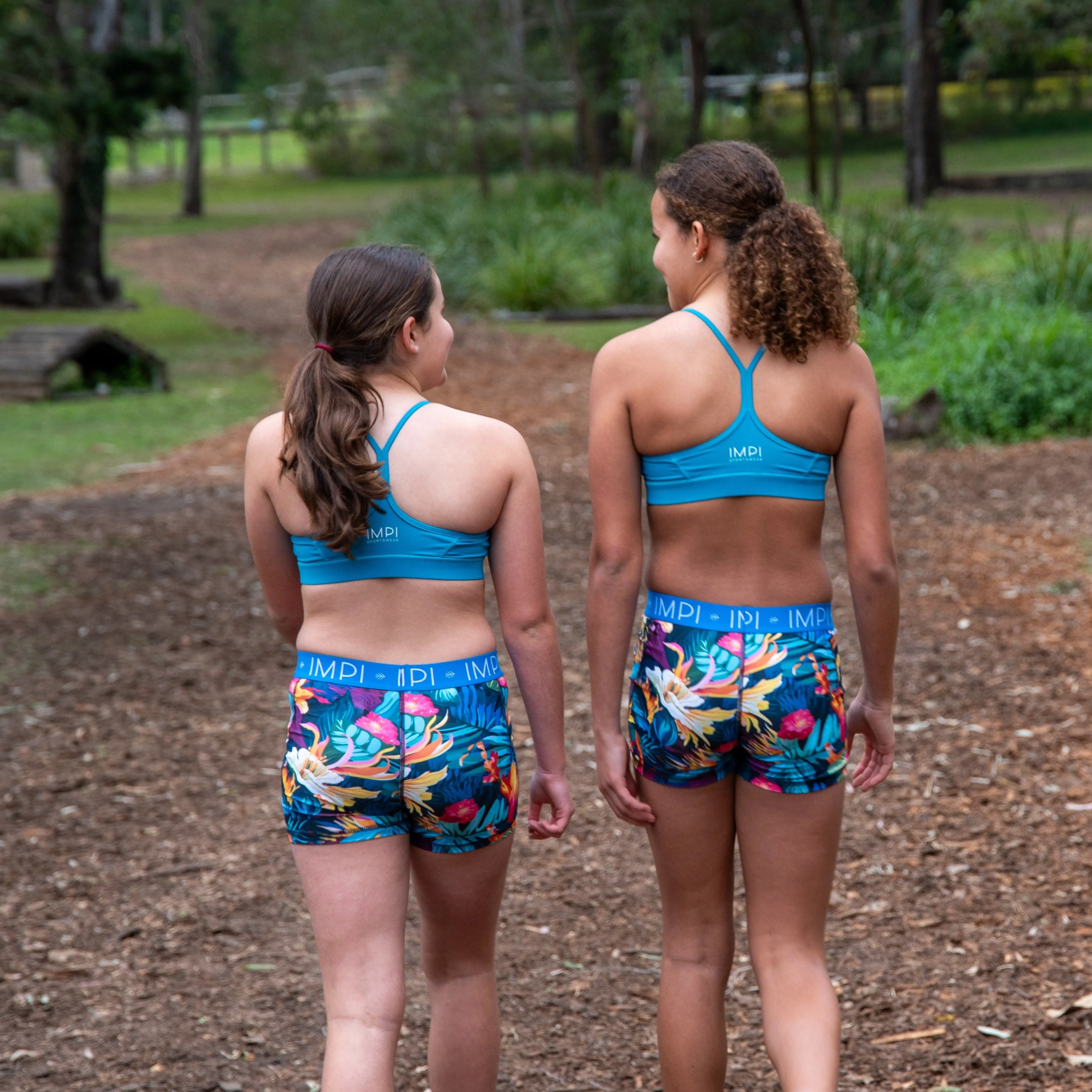 IMPI V-neck Rib Running Bra Top - Teal