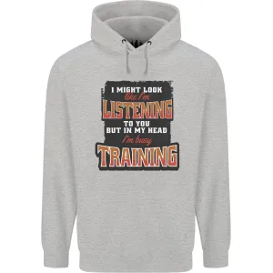 In My Head I'm Busy Training Gym Bodybuilding Mens 80% Cotton Hoodie