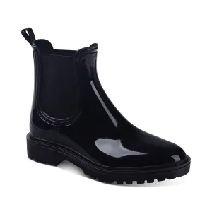 INC Womens Rylien Patent Pull On Rain Boots Black 9 Medium (B,M)