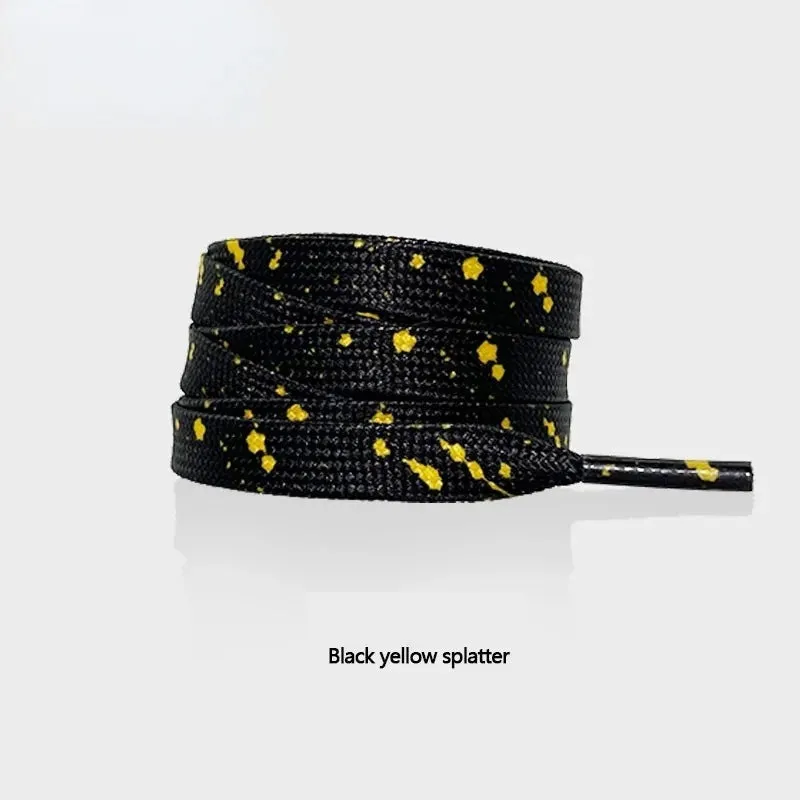 Ink Splatter Sneakers Quality Fabric 0.8cm Flats Rainbow Shoe Laces 100/120/140/160cm Length