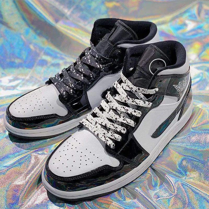 Ink Splatter Sneakers Quality Fabric 0.8cm Flats Rainbow Shoe Laces 100/120/140/160cm Length