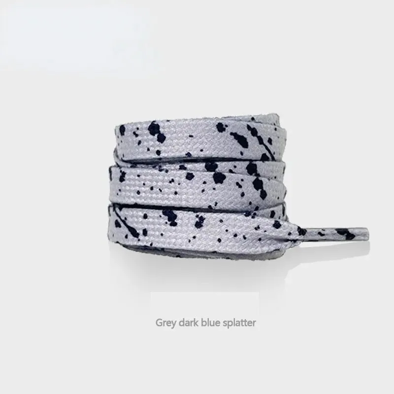 Ink Splatter Sneakers Quality Fabric 0.8cm Flats Rainbow Shoe Laces 100/120/140/160cm Length