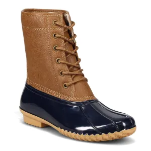JBU by Jambu Women's Maplewood Waterproof Rain Mid Calf Boot, Navy/Tan, 10
