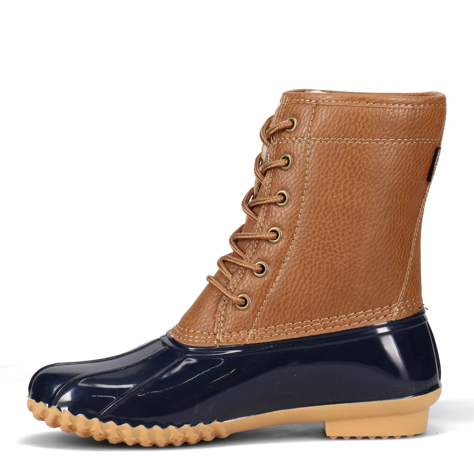 JBU by Jambu Women's Maplewood Waterproof Rain Mid Calf Boot, Navy/Tan, 10