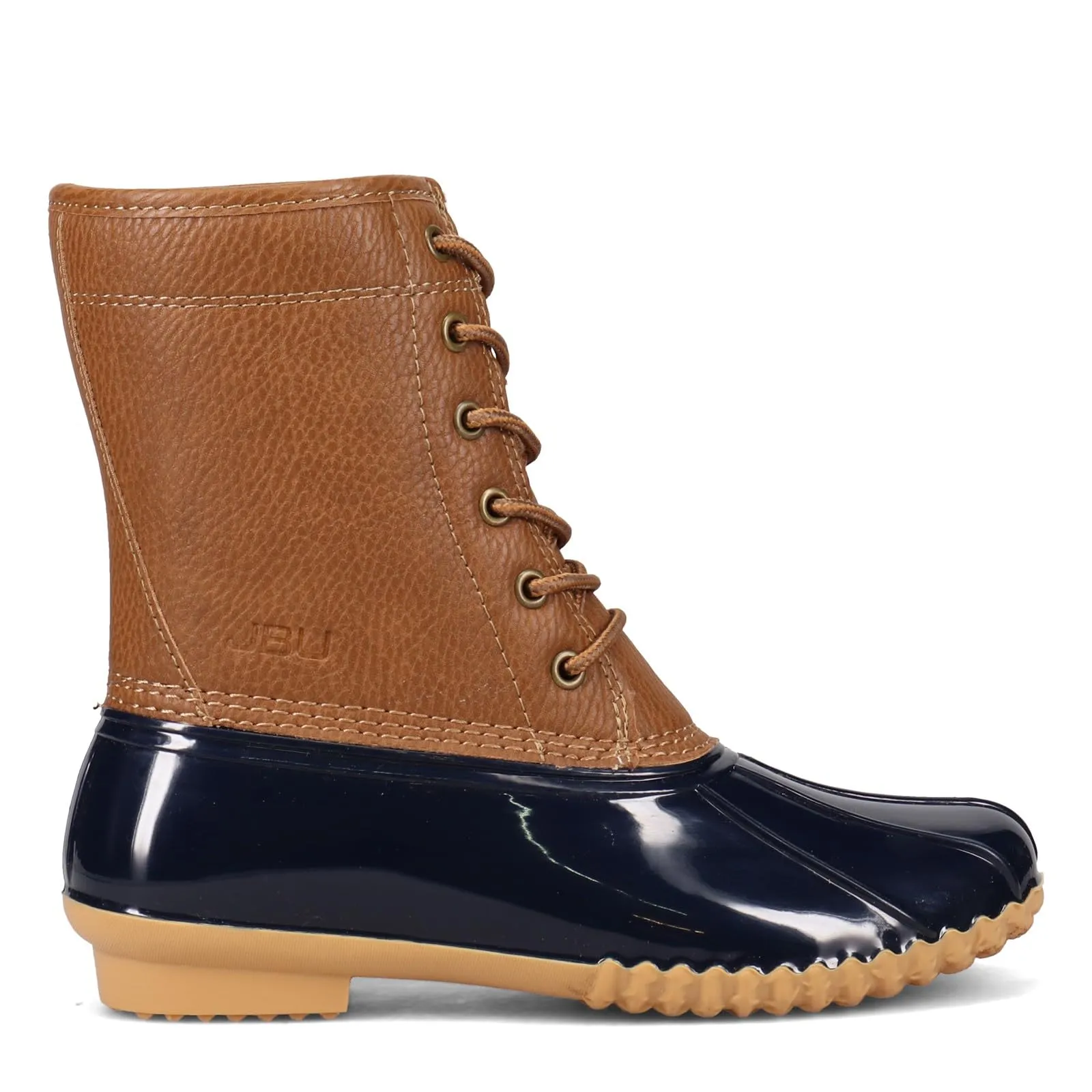 JBU by Jambu Women's Maplewood Waterproof Rain Mid Calf Boot, Navy/Tan, 10