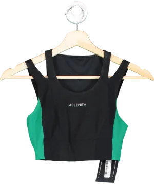 Jelenew Black Flexfit Medium-support Fast-dry Bra Top UK XS