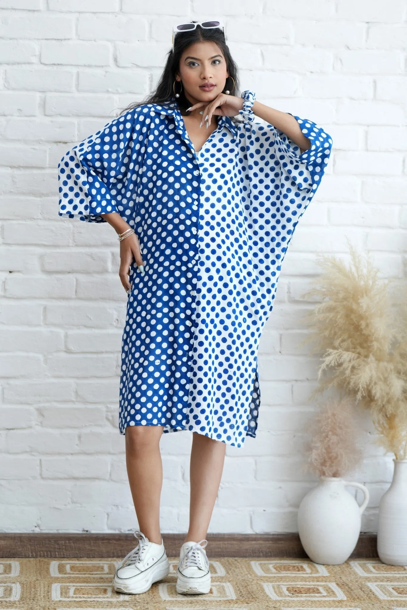 Joyce in Blue Hand Block Printed Oversize Shirt