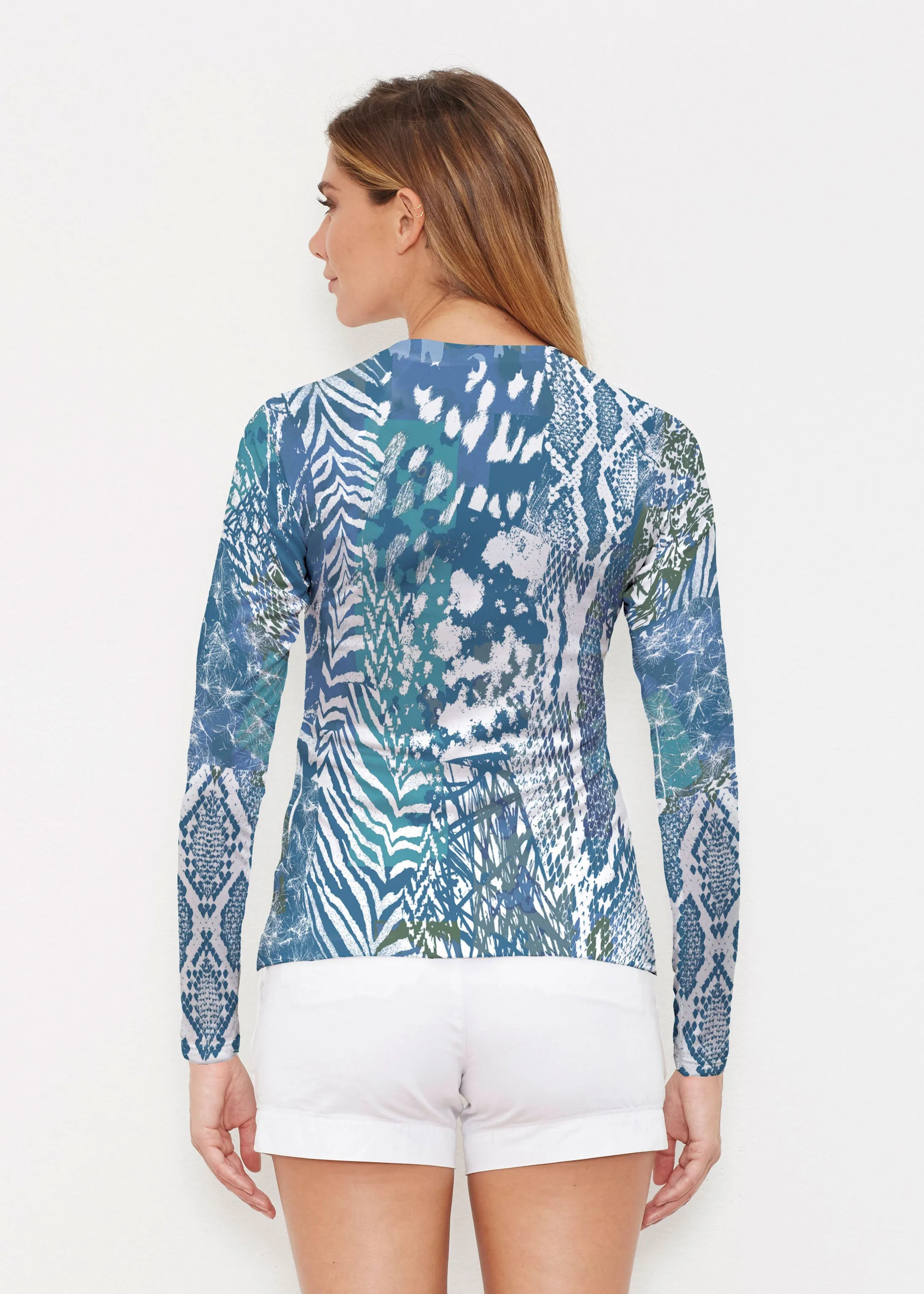 Jungle Warrior Blue (7850) ~ Long Sleeve Rash Guard
