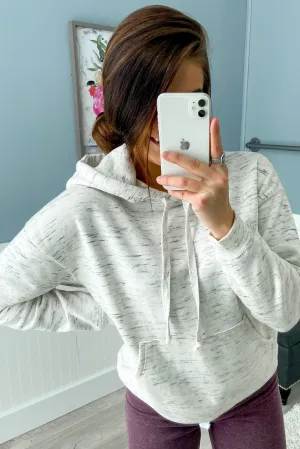 Keep It Cozy Cropped Hoodie- Marbled Oatmeal