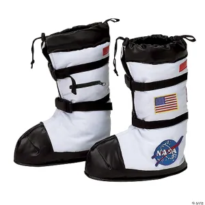 Kids White & Black Astronaut Boots - Small Size 8 1/2 - 11