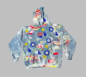 LA Crystal Embellished Tie Dye Painted Hoodie