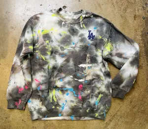 LA Embellished Crystal Smoke Dye Paint Crewneck