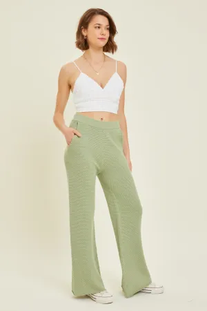 Lauren Textured Wide-Leg Lounge Pants in Sage
