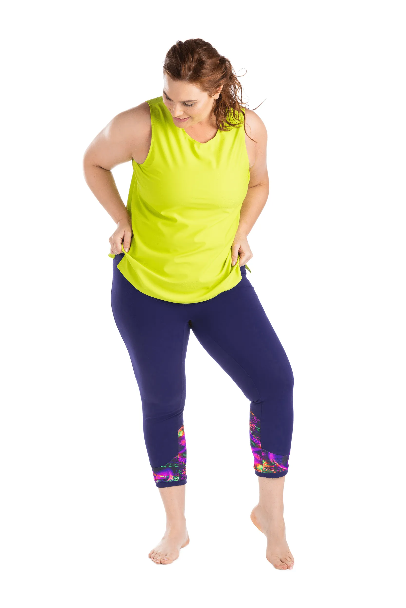 Legging 7/8 Sport Le Diamond Back 22'' (Bleu Fluo) Taille Plus de MOOV Activewear
