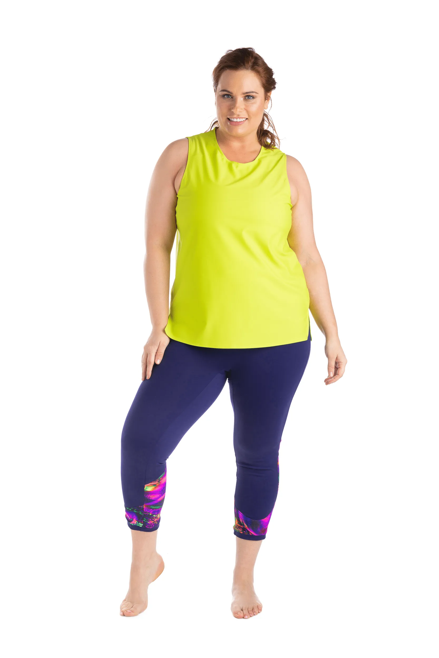 Legging 7/8 Sport Le Diamond Back 22'' (Bleu Fluo) Taille Plus de MOOV Activewear