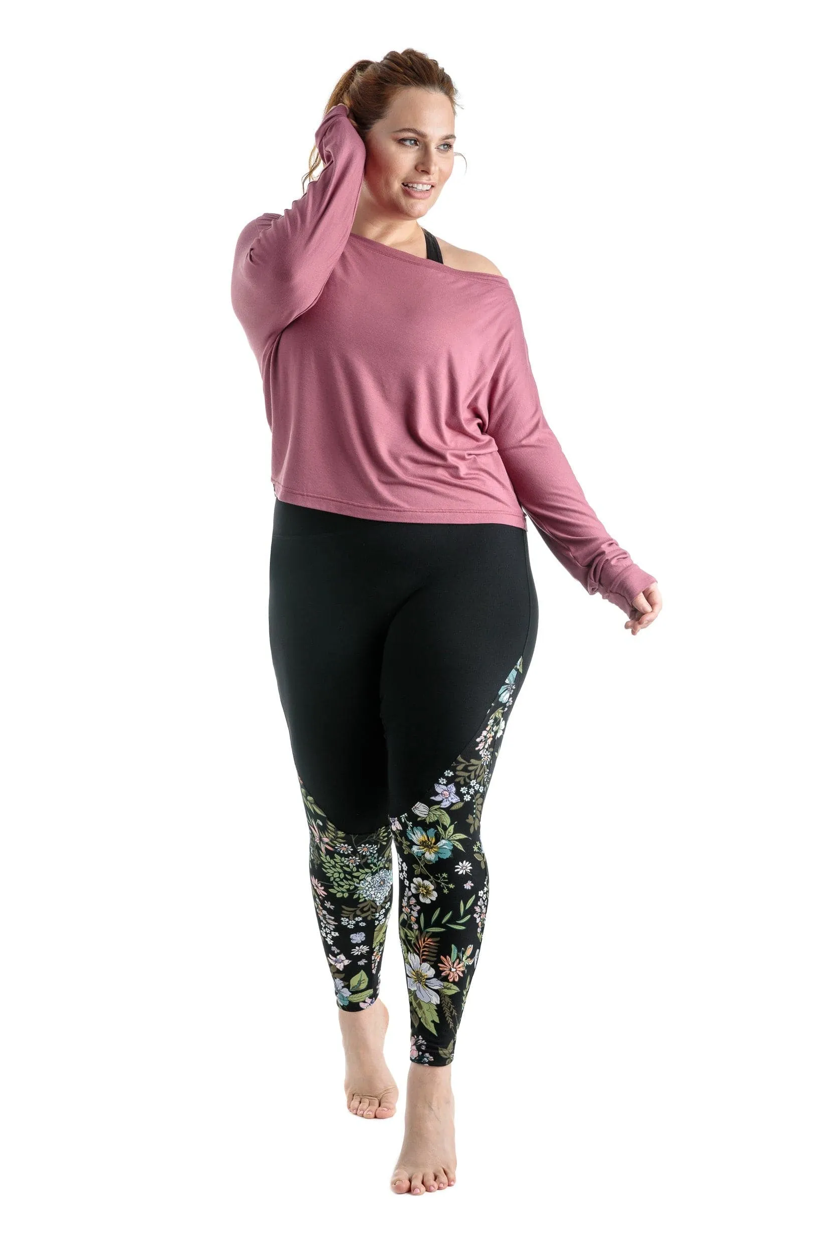 Legging sport Le Fairway 26'' Taille Plus (Noir-Floral) de MOOV Activewear