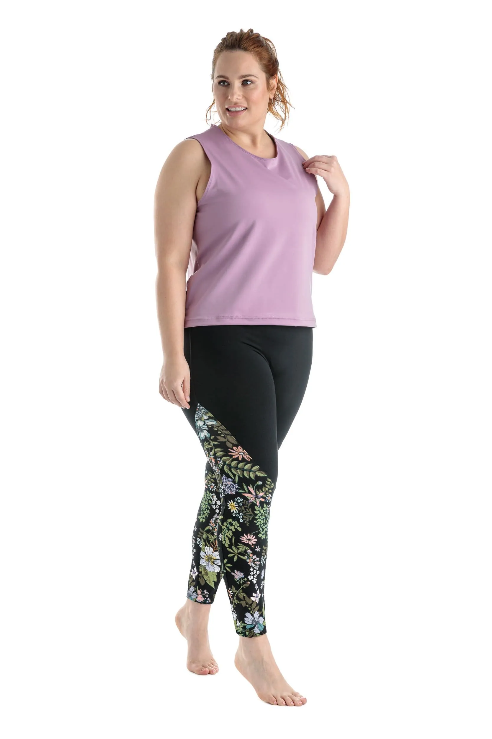Legging Sport Le Fairway 29.5'' Taille Plus (Noir-Floral) de MOOV Activewear
