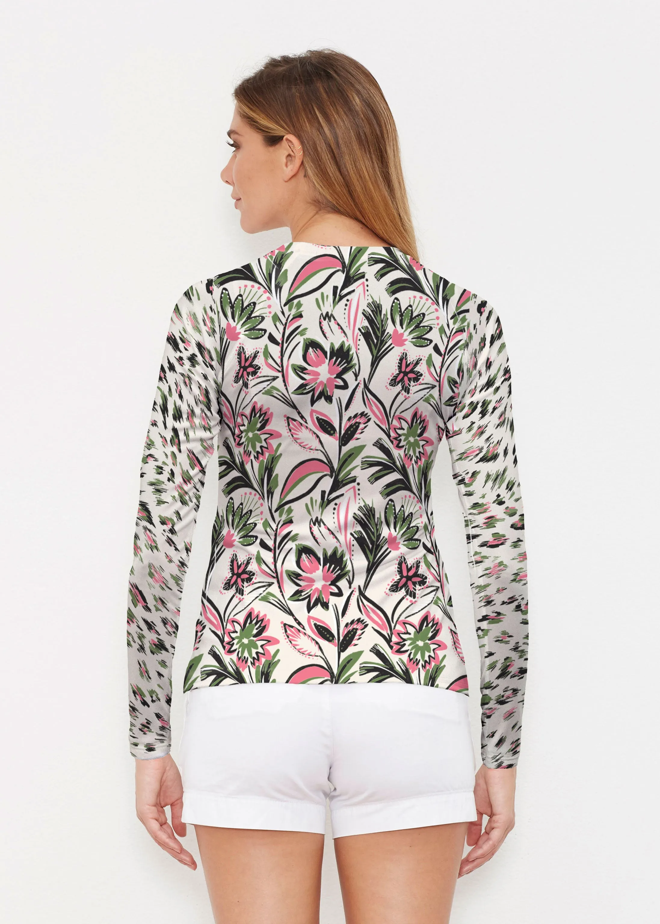 Leopard Bouquet (8019) ~ Long Sleeve Rash Guard