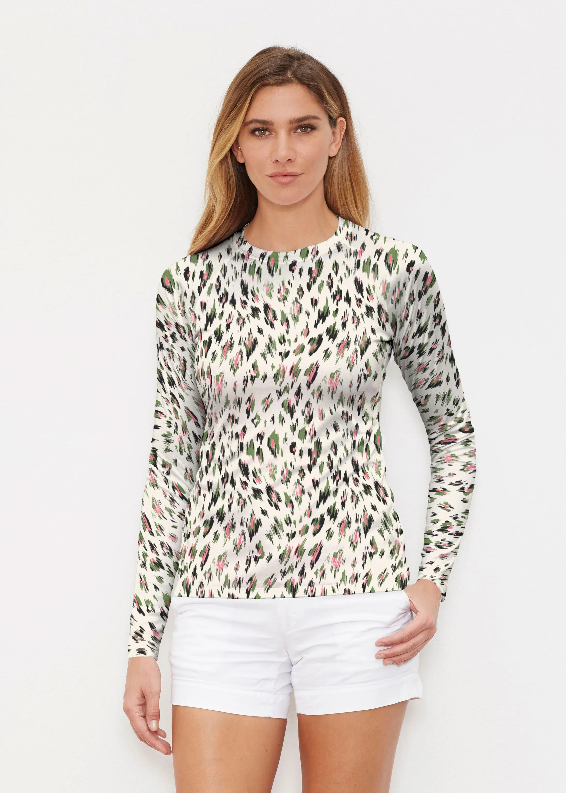 Leopard Bouquet (8019) ~ Long Sleeve Rash Guard