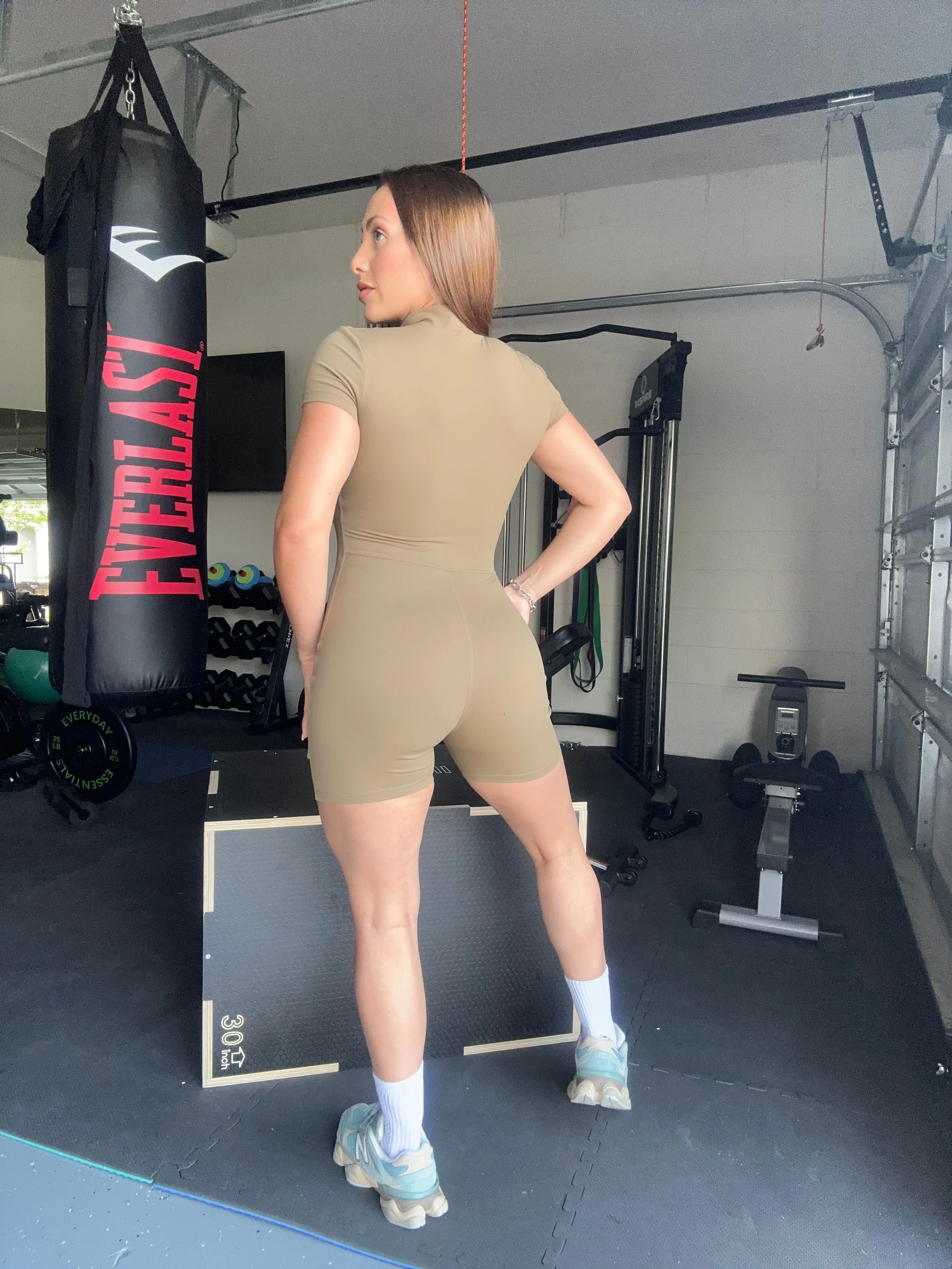 Light Olive Short Jumpsuit