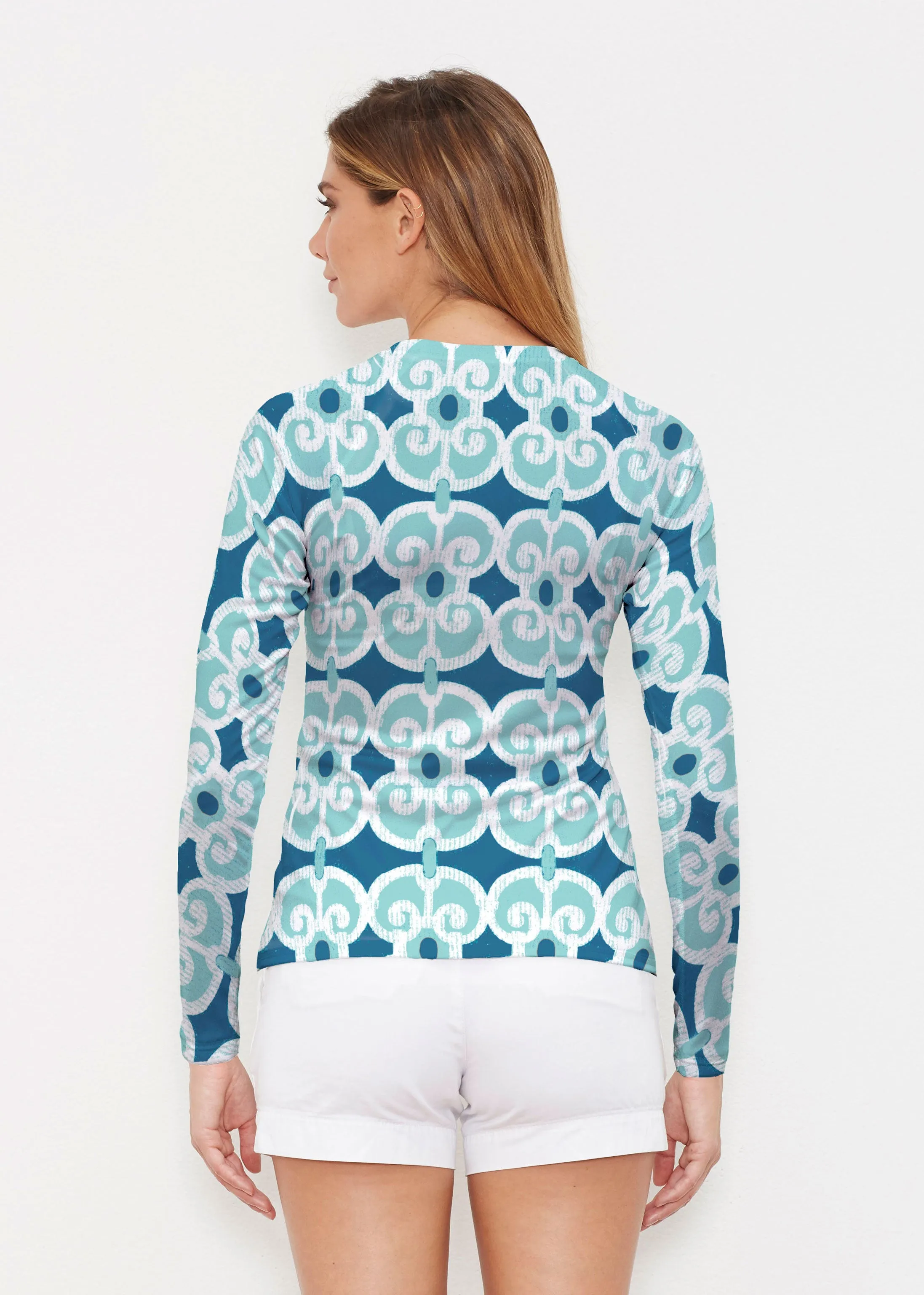 Links Navy Aqua (8133) ~ Long Sleeve Rash Guard