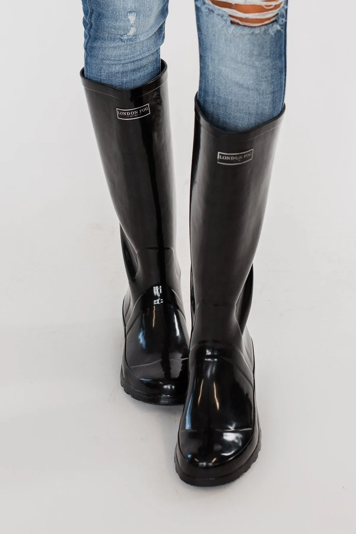 London Fog Thames Rain Boots- Black