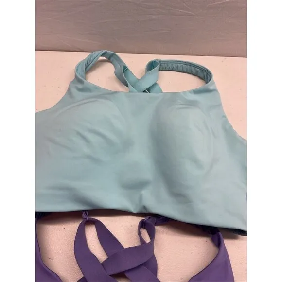 Lot of 2 Lululemon Energy sports Bra Size 32DDD Strappy Purple, teal, EUC Yoga