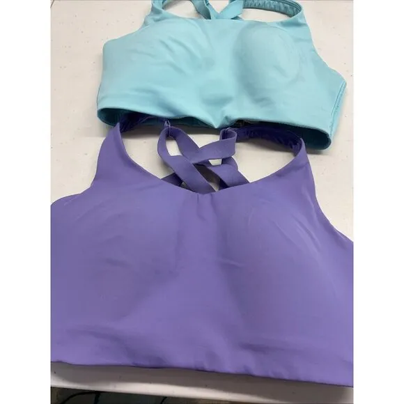 Lot of 2 Lululemon Energy sports Bra Size 32DDD Strappy Purple, teal, EUC Yoga