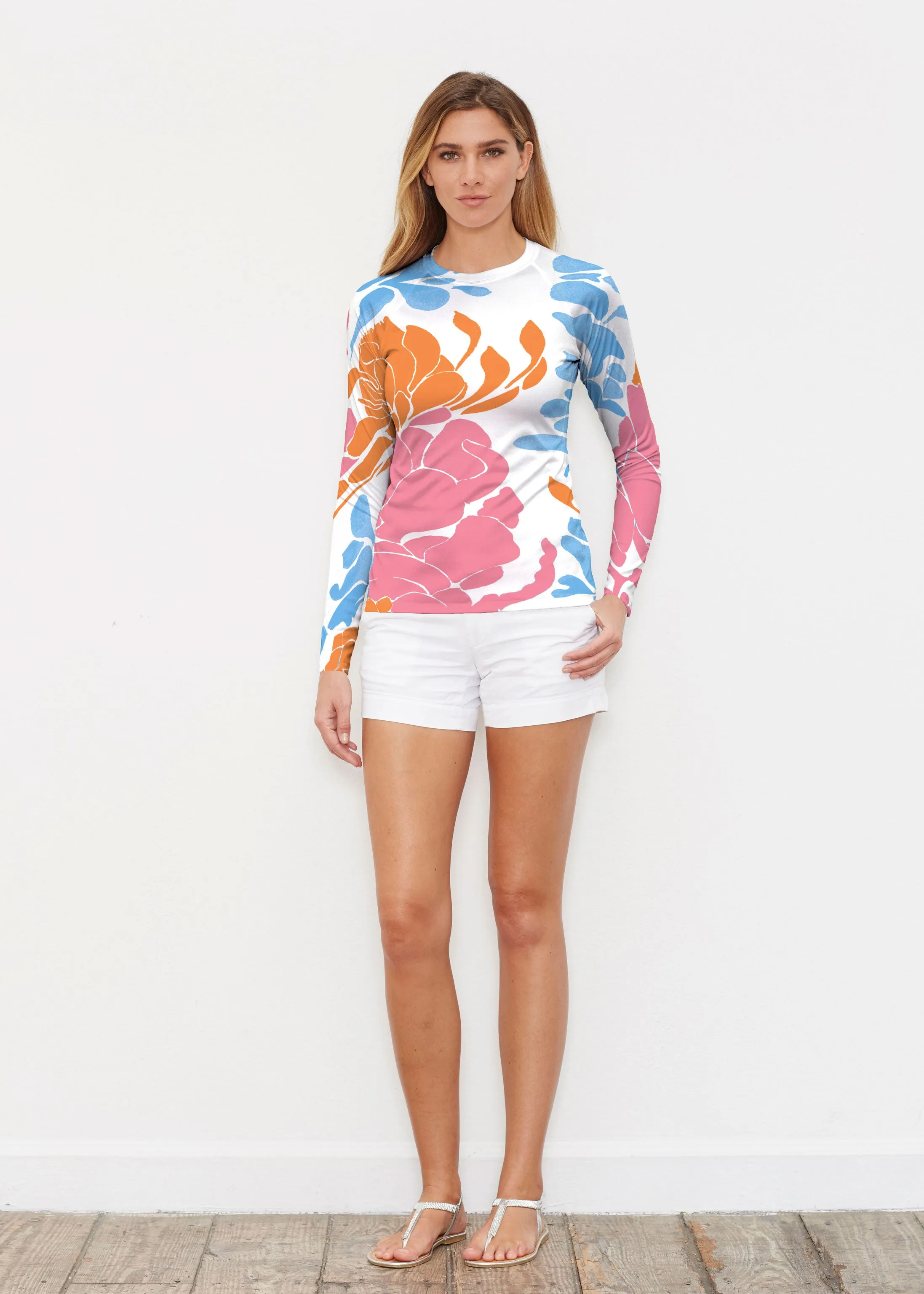Lotus Pink/Orange (23058) ~ Long Sleeve Rash Guard