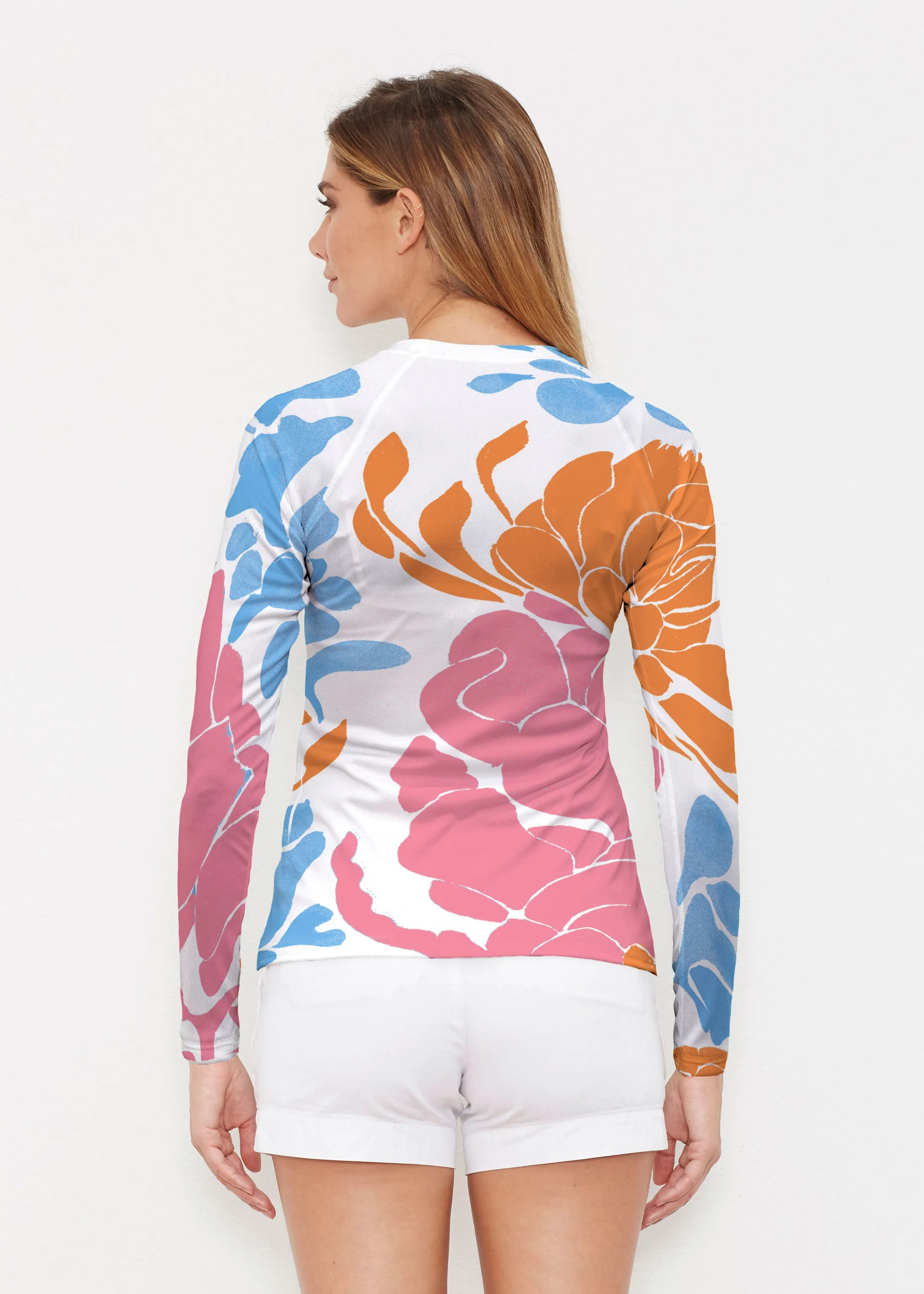 Lotus Pink/Orange (23058) ~ Long Sleeve Rash Guard