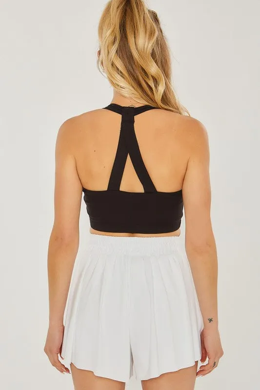 Love Tree Activewear Crop Halter Back Detail Top