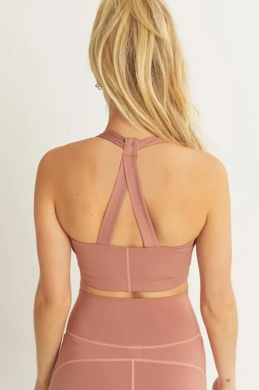 Love Tree Activewear Crop Halter Back Detail Top
