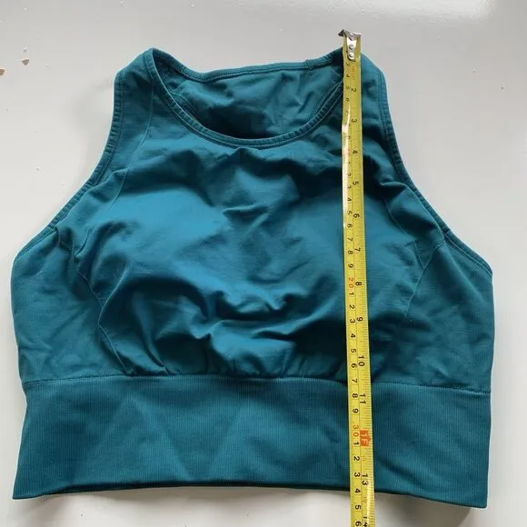 Lululemon Green Teal High Neckline Sports Bra With Padding Yoga Gym Sz 10