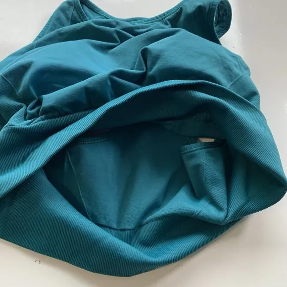 Lululemon Green Teal High Neckline Sports Bra With Padding Yoga Gym Sz 10