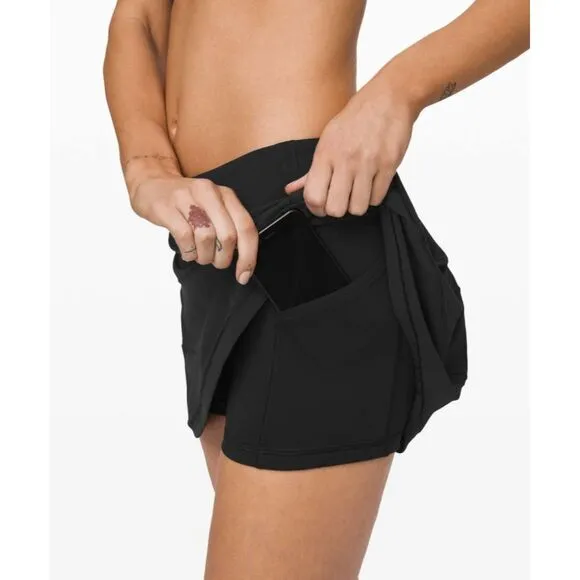 Lululemon Pace Rival Skirt Black Size 12 Athletic 4 Way Stretch Skort Activewear