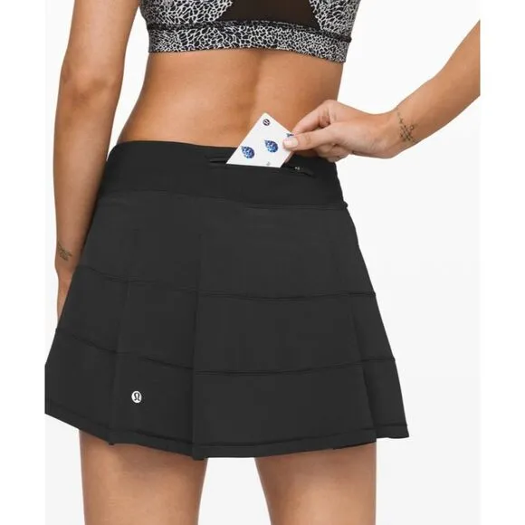 Lululemon Pace Rival Skirt Black Size 12 Athletic 4 Way Stretch Skort Activewear