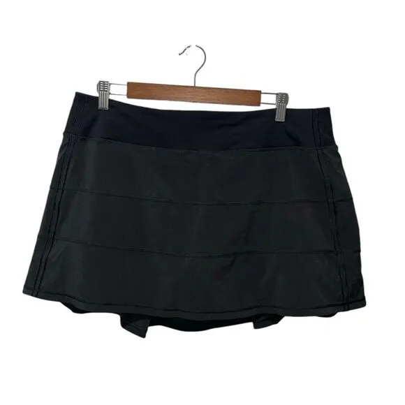 Lululemon Pace Rival Skirt Black Size 12 Athletic 4 Way Stretch Skort Activewear