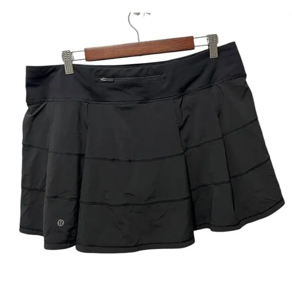 Lululemon Pace Rival Skirt Black Size 12 Athletic 4 Way Stretch Skort Activewear