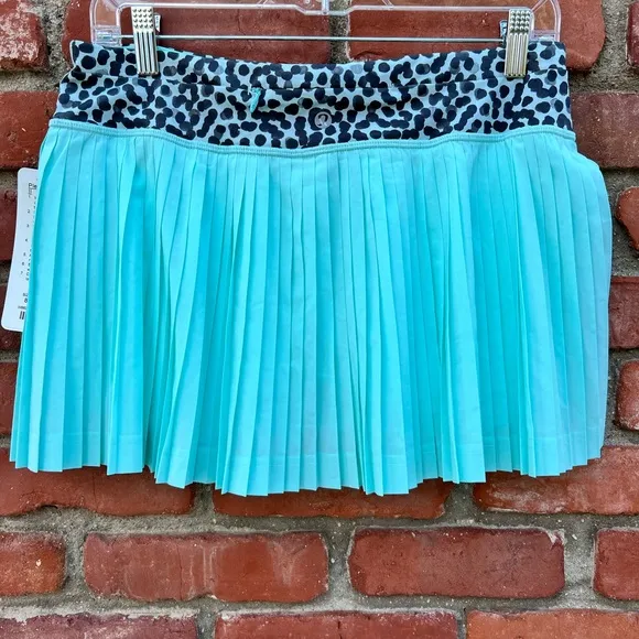 Lululemon Pleat To Street Skirt Tennis Sz 8 Tranquil Blue and Black Skort 2 in 1