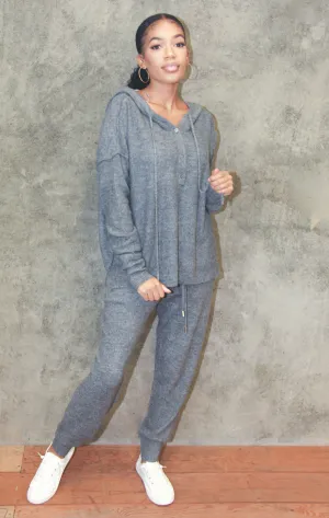 Luna Knit Loungewear Set - Gray