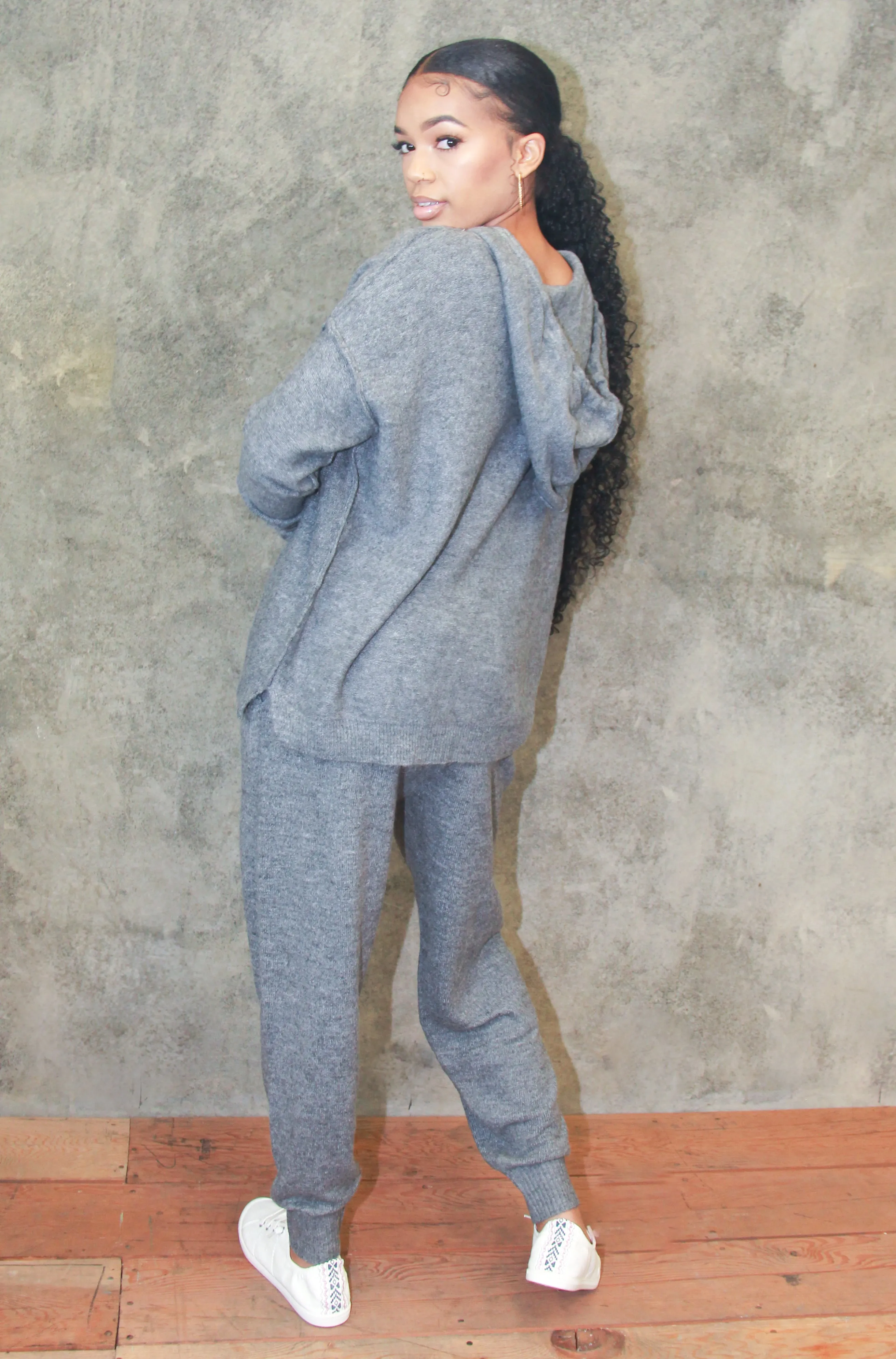 Luna Knit Loungewear Set - Gray