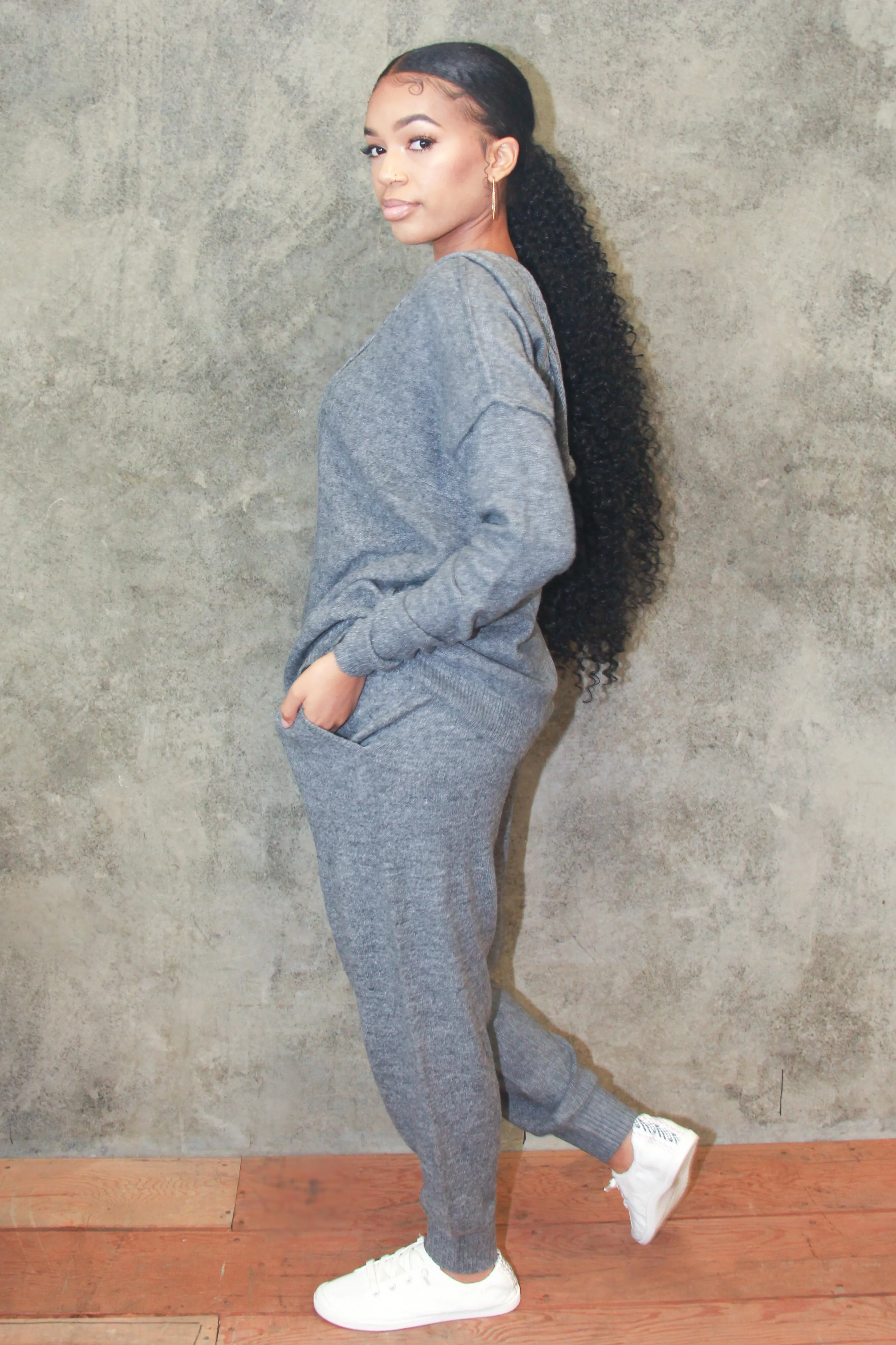 Luna Knit Loungewear Set - Gray