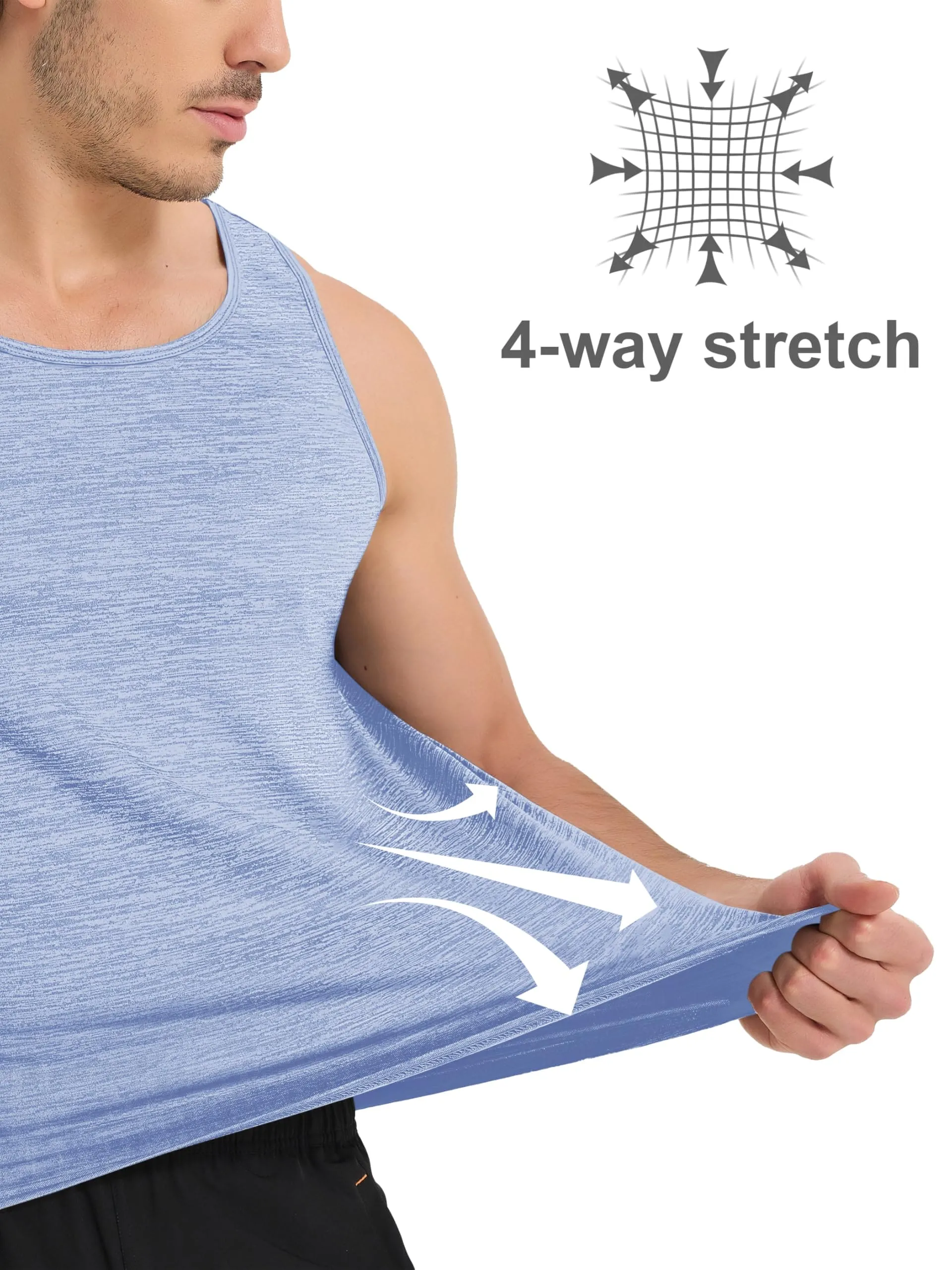 MAGCOMSEN Muscle Tank Tops for Men Sleeveless Shirts Men Running Tank Top Men Gym Tank Quick Dry Workout Athletic Tank Top Light Blue
