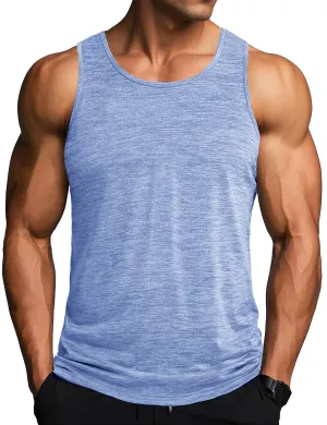 MAGCOMSEN Muscle Tank Tops for Men Sleeveless Shirts Men Running Tank Top Men Gym Tank Quick Dry Workout Athletic Tank Top Light Blue