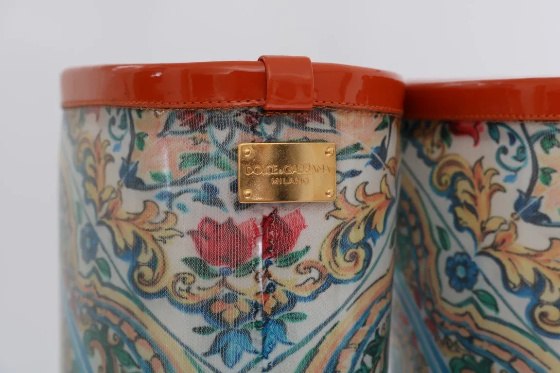 Majolica Pattern Rubber Rain Boots