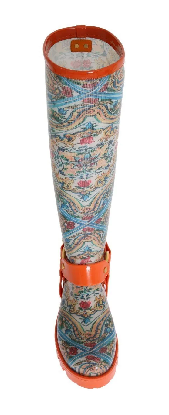 Majolica Pattern Rubber Rain Boots