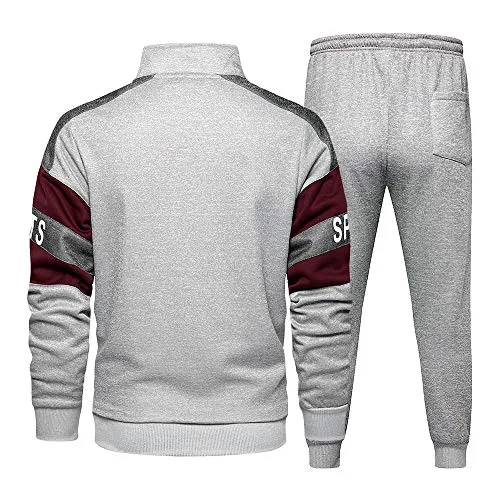 MANLUODANNI Mens Hooded Tracksuit Athletic Full Zip Jacket Jogging Sweatsuit Pants with Pockets, Gray-XL
